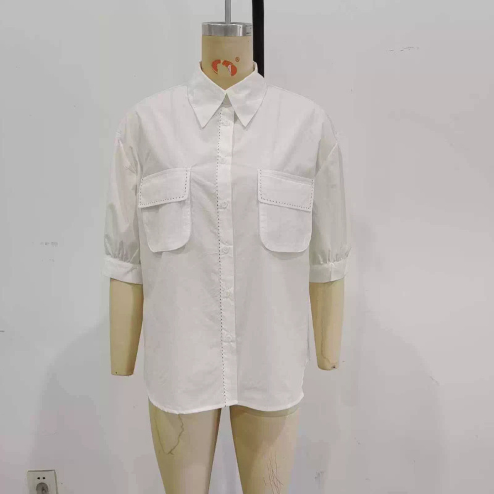 ZARA Summer Simple Versatile White Short Sleeve Shirt